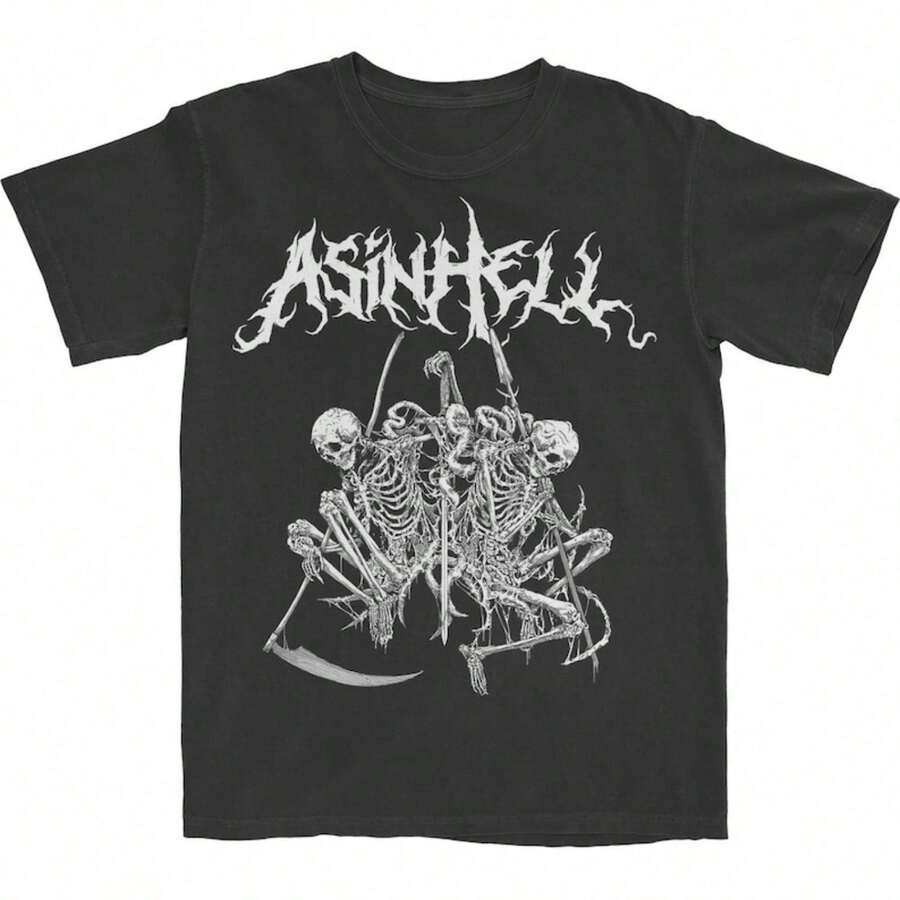As In h1ell Skeletons T-ShirtFor woman shirt Camiseta 100% Algodón Unisex - Playera Casual Premium de Corte Cómodo - Negro - Ver 1