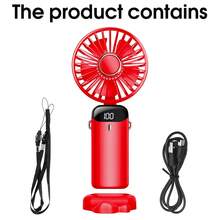 Portable Handheld Electric Fan USB Rechargeable Personal Mini Travel Fans With LED Display & Base 5-Speed ​​Adjustable 3-In-1 Hand/Neck/Desk Cooling Device For Desk Office Bedroom Camping School Supplies - Handheld - View 12