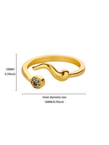 1pc Refreshing Ocean Style Rhinestone Seahorse Ring, 18K Gold Plated Open Band, Unique Design Accessory, Gift For Daily Wear And Commute - Multicolor - View 11