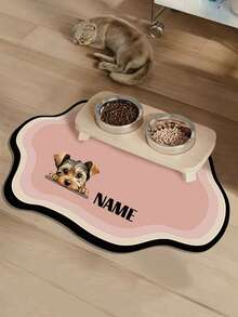 Individuell anpassbare schnell trocknende Futterunterlage für Haustiere, personalisiert mit Foto und Namen des geliebten Haustieres, spritzwassergeschützt, saugfähig, leicht zu reinigen, geeignet für Hunde und Katzen, waschbare Futterunterlage, perfektes Geschenk für Haustierbesitzer, witziges Haustier-Design, strapazierfähige Haustier-Matte (Hinweis: Die Größe 30*40 ist relativ klein, bitte wählen Sie für Katzen und Hunde die mittlere oder große Größe) - Verschiedenfarbig - Übersicht 4