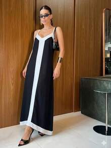 Elegant Women's Summer Midi Dress - 黑色 - 查看 1