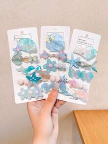 5/10pcs/Set Ocean Style Shell & Starfish Hair Clips, Mermaid Side Bangs Clips - Suitable For Girls And Women, Fits Various Hairstyles And Occasions, Random Color,Hair Barrettes - Multicolor - View 2