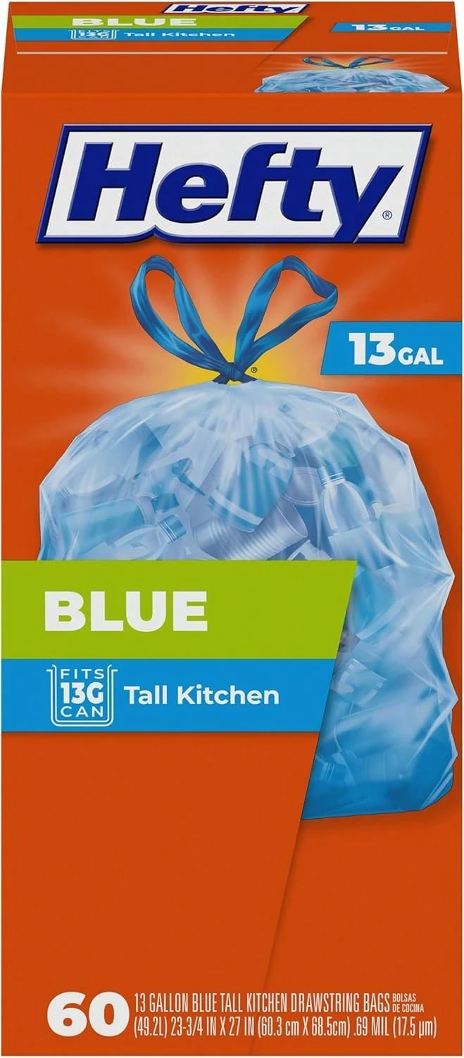 Hefty Blue Trash Bags, Blue, 13 Gallon, 60 Count - Màu A - Xem 1