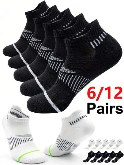 6/12 pares de calcetines blancos clásicos para hombre, unisex, deportivos, antideslizantes, transpirables y cómodos para correr, baloncesto, fútbol y actividades al aire libre