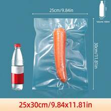 100 piezas/500 piezas Bolsas de vacío para alimentos transparentes con relieve, hechas de material de PE y nailon, adecuadas para uso doméstico y comercial, bolsas de conservación de alimentos transpirables para carne, mariscos, granos, frutos secos, frutas, frutas deshidratadas, medicamentos y talla grande, almacenamiento hermético para la cocina - Claro - Ver 19