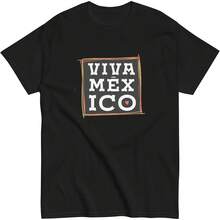 Mexican T-Shirt "Viva México" Tricolor Square Independence Day. September 15th. National Holidays. ¡Viva México! Clothing Set. Style. Charro. Mexican. Mexican Pride. Sombrero And Mustache - Short-Sleeved T-Shirt - 黑色 - 查看 2