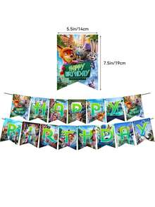Bộ trang trí sinh nhật Disney Zootopia, bao gồm băng rôn, đồ treo xoắn ốc và đồ trang trí tiệc, phù hợp cho tiệc sinh nhật, đám cưới, lễ tốt nghiệp, ngày lễ, cắm trại ngoài trời, họp mặt gia đình và nhiều dịp khác - Nhiều màu - Xem 2