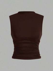 3 piezas Tops sin mangas plisados, tops sin mangas casuales de cuello plano para mujer, gran valor en paquete de 3, para el verano - Multicolor - Ver 5