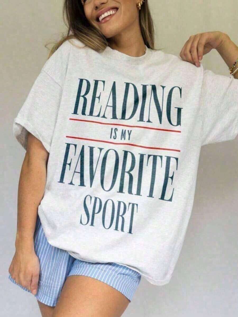 1 pieza Camiseta Vintage "La Lectura Es Mi Deporte Favorito", Camiseta Literaria, Regalo para Lectores, Regalo para Profesores de Inglés, Camiseta para Ratones de Lectura, Camiseta de Bibliotecario, Regalo para Amantes de los Libros, Camiseta Clásica de Algodón de Manga Corta con Estampado Gráfico, Camiseta Casual de Manga Corta para Mujer, 180g Algodón 100%. - Blanco - Ver 1