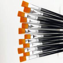 Set de 12 piezas de brochas planas grandes de cabeza sintética, adecuadas para acrílico, acuarela, pintura, manualidades y arte corporal - Conjuntos - Ver 13
