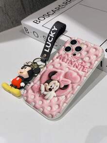 Disney Mickey Mouse Clubhouse Phone Case : 3D Fluffy Pattern Border Protector Phone Soft Phone Case With A Free Cute Mickey Bracelet Chain Lanyard, Mickey, Minnie, Goofy, Donald Duck, Daisy Duck, Pluto, For Apple 17 Promax 17 Pro 16 15 14 13 12 11 Pro Max XS Max X XR Soft Cover Summer Phone Case - trắng - Xem 7