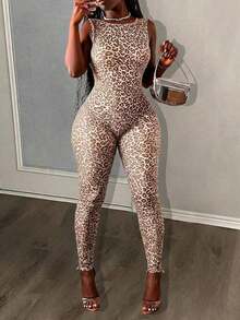 Slayr Nuevo Mono Ajustado de Mujer con Estampado de Leopardo y Espalda Descubierta, Estilo Sexy y Delgado, Pantalones Largos, Ideal para Primavera/Verano, Festivales de Música, Día de San Valentín, Estilo Casual y Sencillo, Básico, Y2K, Sensación de Internet, Superventas, para Citas Diarias, Estilo Chica Sexy, Cuello Redondo, Espalda Descubierta, Traje de Entrenamiento, Body Deportivo, Estampado de Cebra, Top de Yoga para Mujer - Amarillo - Ver 7