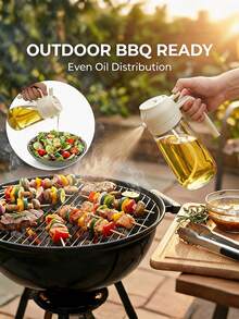 2合1玻璃噴油瓶，廚房必需品，適用於烹飪、沙拉、燒烤和BBQ噴油器 - 查看 3