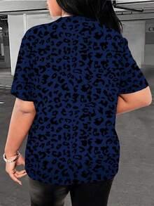 Nueva camiseta casual de mujer con cuello redondo y estampado de leopardo - Multicolor 5 - Ver 2