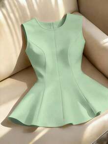 Camiseta de mujer sexy y elegante con estampado de lunares, adecuada para atuendos de primavera/verano - Verde - Ver 8