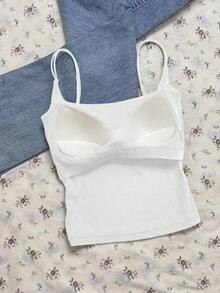 Paquete de 2 tops de camiseta acanalada con sujetador acolchado incorporado - Rosa y Negro/Lunares blancos, tops versátiles casuales para verano y uso en todas las estaciones, estilos suaves y limpios para chica, perfectos para el hogar, la escuela - Negro 9 - Ver 3