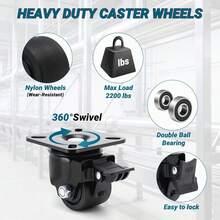2 Inch Caster Wheels, Heavy Duty Casters Load 2200 LBS, Locking Swivel Plate Industrial Casters Set Of 4, Low Gravity Design Durable, Quiet Smooth-Rolling Sturdy Nylon Wheels For Home Furniture & Industrial Equipment - 2 Inch Low Profile Casters( 4 Brake) - View 4
