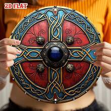 2D Plane - A 2D Plane Knot Symbol, Size.8 X.8inch, Featuring Ancient. This Round Aluminum Emblem Resembles A Shield And Can Be Used As A Protective Badge. It Is A Rustic-Style Metal Wall Decoration Suitable Home Decor And Garages. - 1pc - 查看 6