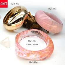 GNIT 3 buah Gelang Lebar Resin Gaya Y2K Warna Emas untuk Wanita, Set Gelang Pernyataan Mode yang Dapat Ditumpuk dengan Dekorasi Marmer & Foil Emas - Bubuk transparan merah muda, emas - View 11