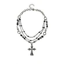1 Dây chuyền xích thánh giá nhiều lớp, chất liệu kim loại khảm Zirconia đen, phong cách Gothic phù hợp cho nam và nữ, đeo dự tiệc và hàng ngày - Nhiều màu - Xem 5