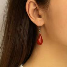 Pendientes de cristal facetado en forma de gota de agua de piedra natural, jade amarillo y cuarzo cereza, pendientes de moda para mujeres, adecuados para fiesta de verano, playa, cita, regalo romántico para el Día de San Valentín y aniversario - Multicolor - Ver 7