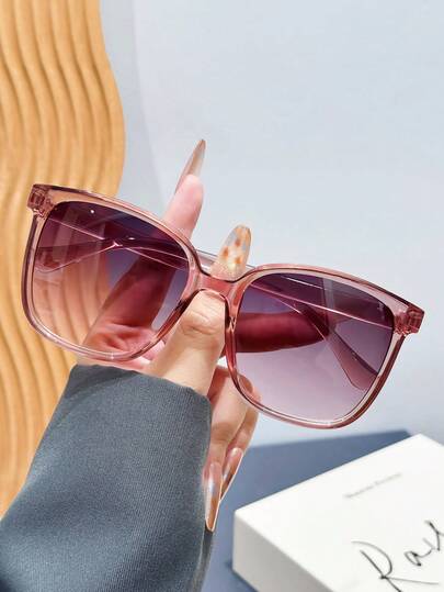 1pc Unisex Square Colorblock Y2K Retro Streetwear Minimalist Stylish Fashion Glasses, Suitable For Vacation