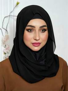 1 chiếc mũ trùm đầu Balaclava, khăn quấn đầu turban tất cả trong một, khăn quấn đầu dệt kim co giãn che cổ, phù hợp để cầu nguyện, du lịch, làm việc, mặc hàng ngày - màu đen - Xem 4