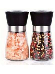 1pc Reusable Glass Spice Grinder, Manual Pepper Mill, Adjustable Stainless Steel Glass Salt And Pepper Grinder, Pepper Grinder, Manual Sea Salt Grinder, Home Kitchen Grinder, Home Sea Salt Grinder, Manual Pepper Mill, Spice Grinder, Suitable For BBQ, Picnic And Outdoor Camping. Kitchen Gadget, Kitchen Essential, Valentine's Day Gift, Kitchen Accessory. - Multicolor - View 1