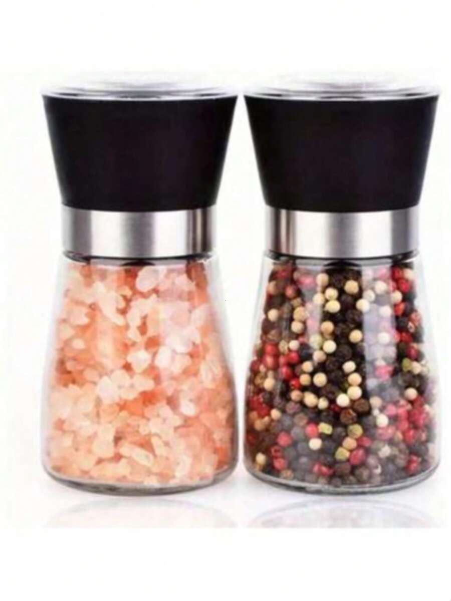 1pc Reusable Glass Spice Grinder, Manual Pepper Mill, Adjustable Stainless Steel Glass Salt And Pepper Grinder, Pepper Grinder, Manual Sea Salt Grinder, Home Kitchen Grinder, Home Sea Salt Grinder, Manual Pepper Mill, Spice Grinder, Suitable For BBQ, Picnic And Outdoor Camping. Kitchen Gadget, Kitchen Essential, Valentine's Day Gift, Kitchen Accessory. - Multicolor - View 1