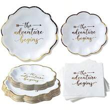 Festive Party Tableware - White Gold - View 8