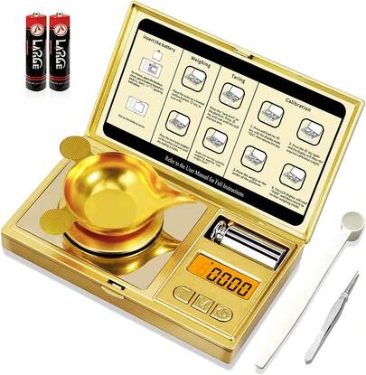 50g/0.001g Digital Milligram Scale, Gold Mg Scale With 50g Calibration Weight, Powder Scale For Reloading, Micro Gram Scale, Miligram Scale For Powder