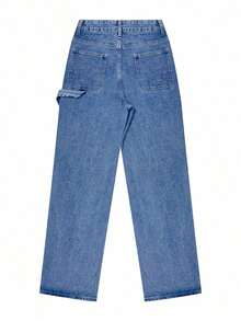 2026 Nuevos Jeans de Pierna Recta Holgados para Mujer, Lavado Vintage, Elegante y de Moda, Estilo Streetwear Y2K, Tela No Elástica, Adecuado para Uso Casual de Primavera/Verano, Negro - Azul - Ver 7