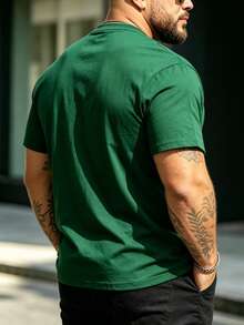 大尺碼男士夏季休閒圓領背心，修身百搭，清新活力運動風 - 綠色 - 查看 5