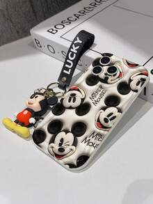 Disney Mickey Mouse Clubhouse Phone Case : 3D Fluffy Pattern Border Protector Phone Soft Phone Case With A Free Cute Mickey Bracelet Chain Lanyard, Mickey, Minnie, Goofy, Donald Duck, Daisy Duck, Pluto, For Apple 17 Promax 17 Pro 16 15 14 13 12 11 Pro Max XS Max X XR Soft Cover Summer Phone Case - White - View 7