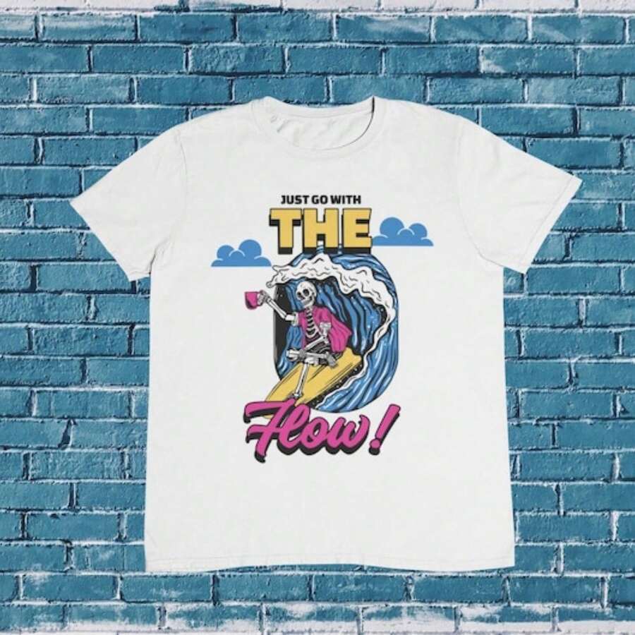 Surfing Skeleton T-Shirt Funny Summer VaC1Ation T1EE, 100% Cotton.JPG Camiseta 100% Algodón Unisex - Playera Casual Premium de Corte Cómodo - Blanco - Ver 1