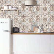 OUTANA 24pcs PVC Mandala Pattern Self-Adhesive Waterproof Wallpaper, Removable No-Residue Home Stickers. Classic Vintage Floral & Artistic Mandala Pattern Wall Decals For Bathroom, Kitchen, Bedroom, Living Room, Classroom, Room Decor, Furniture Refurbishment, Wall Panel Decoration - 583 - View 5