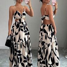 Elenzya Women's Summer New Arrivals Spaghetti Strap Cinched Waist Floral Print Dress (Random Floral Print Cut) - Celeste - Ver 2