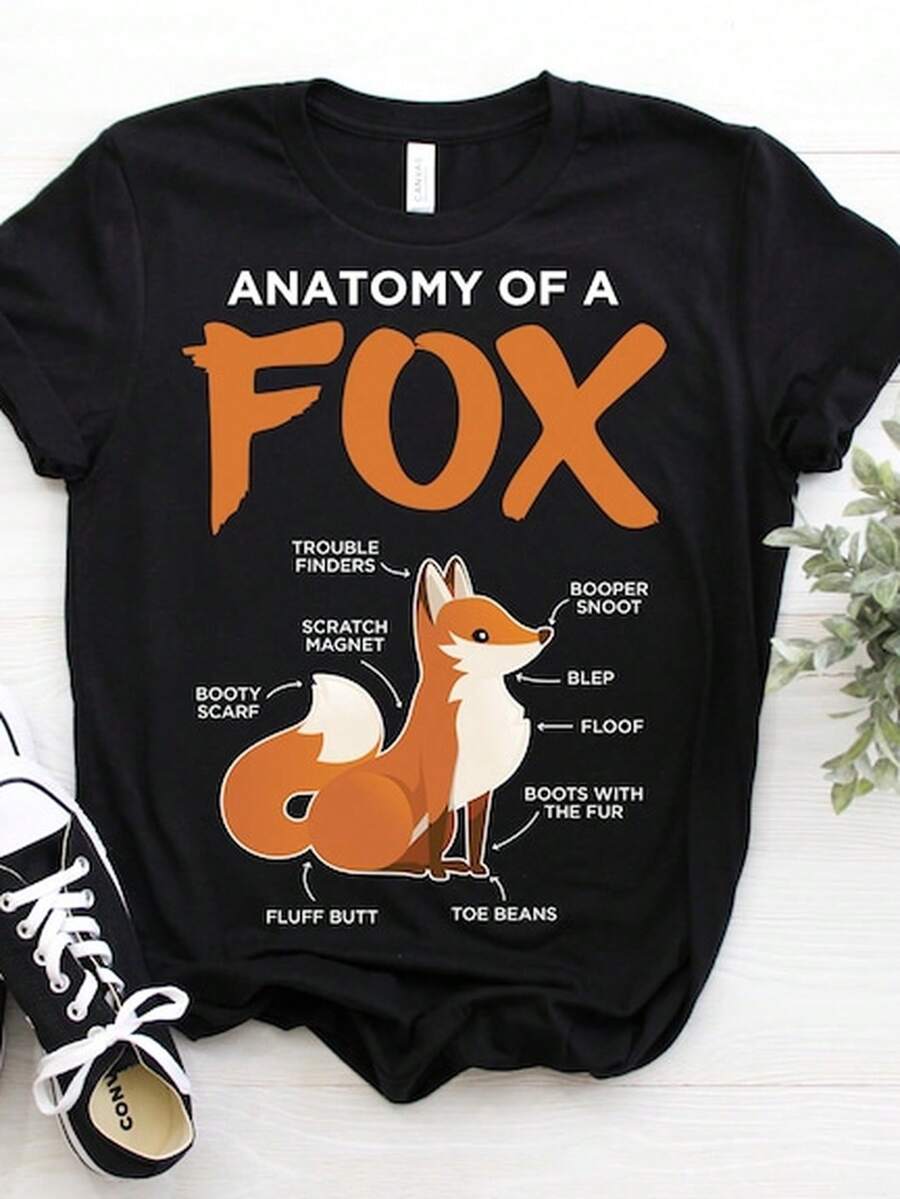 Anatomía de un zorro gracioS1o T1S1Hirt, Zorro rojo S1 Amantes, Animales adorables EduC1Pastor nacional, C1umpleaos CH1Rega1lo navideo T1EEs, Adulto, Juventud,