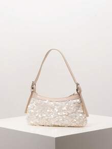 Sequin Shoulder Bag, Elegant Ladies Handbag, Suitable For Evening, Party, Graduation, Wedding, Women's Gift - Beige - View 2