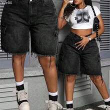 Slayr Plus Size Women's Denim Shorts For Women Jean Shorts Loose Cargo Shorts Cotton Camouflage Loose Shorts Cargo Pants Women Shorts Camo Pants Jorts Vacation Woman Summer For Women Summer Cowgirl Old Money - Negro - Ver 1
