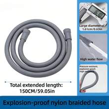 149,86 cm Tuyau de douche tressé en nylon, tuyau extra long et flexible avec raccords en ABS, étanche, résistant à haute pression, convient pour la mise à niveau de la salle de bain d'hôtel et de la maison, polyvalent pour la douche, les soins des animaux de compagnie, le nettoyage du sol et le lavage des toilettes, durable, résistant à la corrosion, facile à utiliser - A - Voir 4
