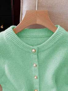Chaleco de mujer elegante y minimalista, de estilo francés, versátil y elegante - Verde - Ver 3