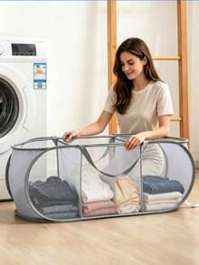 Giỏ đựng quần áo bẩn nhiều tầng có thể gấp gọn, giỏ đựng đồ giặt có vách ngăn dày với 2-3 ngăn, giỏ đựng đồ trong phòng ngủ. - Xem 1