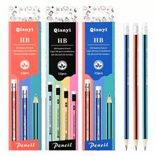 Bộ 12 bút chì HB, ruột chì HB tiêu chuẩn, thích hợp cho trường học, văn phòng và viết hàng ngày, chống gãy và viết trơn tru. - Tròn - Xem 5