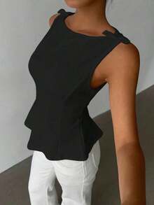 Blusa sin mangas elegante para ir al trabajo, diseño minimalista - Multicolor - Ver 6