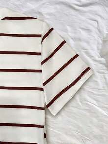 Vestido mini casual de mujer con rayas, de verano - Cafetería - Ver 4