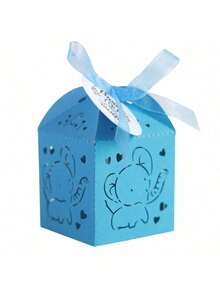 25pcs/50pcs Per Pack Elephant Candy Gift Small Square Box, Birthday Party Chocolate Packaging Box 5*5*8cm, Includes Ribbon And Thank You Tag, Suitable For Christening, Holiday Gifts Packaging And Decoration - Multicolor - View 25