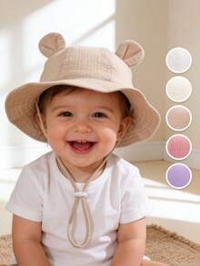1pc Baby Bear Ear Mesh Bucket Hat, Breathable Adjustable Sun Hat For Infants/Toddlers (Spring/Summer) - 1PC - View 2