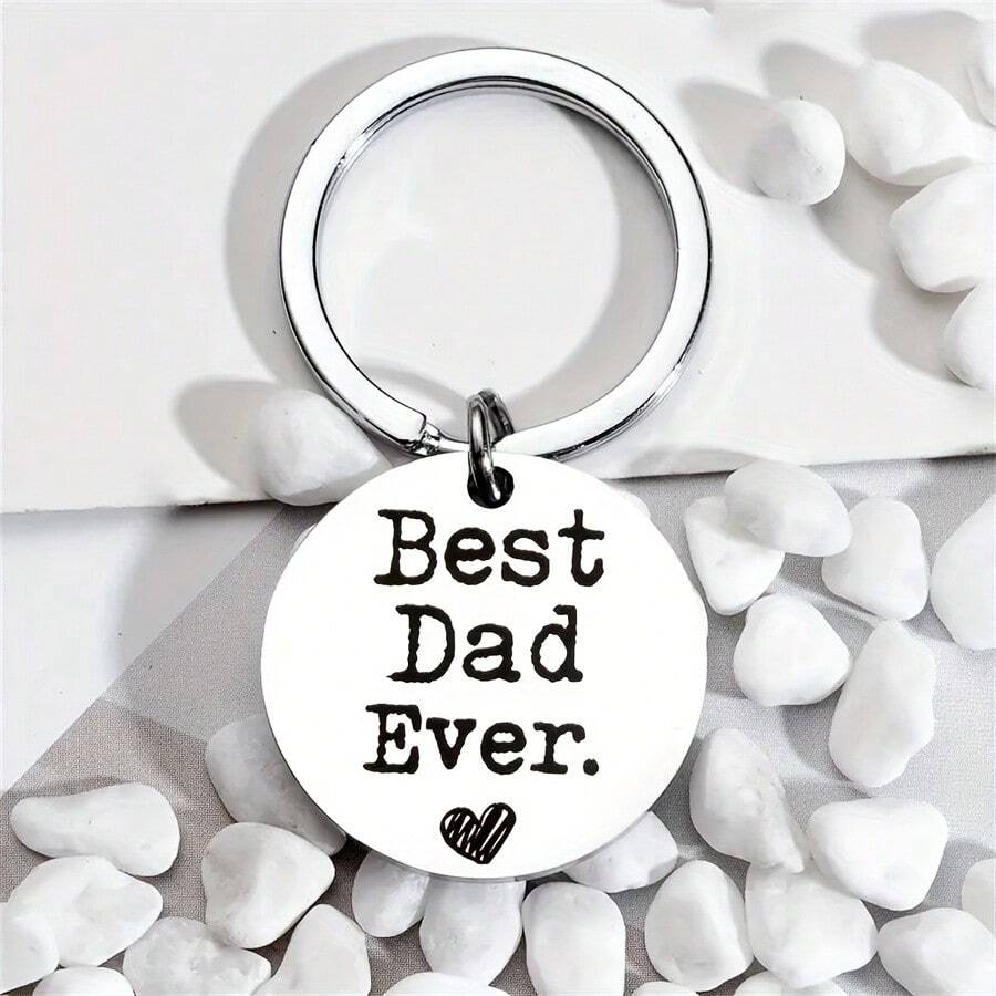 Minimalist Heart-Shaped Accessory, Engraved Gift For Family, Lover, Father's Day, Thanksgiving, Birthday - Stainless Steel Keychain With Customized Engraving - Stainless Steel - View 1