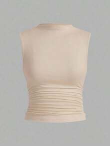 3 piezas Tops sin mangas plisados, tops sin mangas casuales de cuello plano para mujer, gran valor en paquete de 3, para el verano - Multicolor - Ver 3